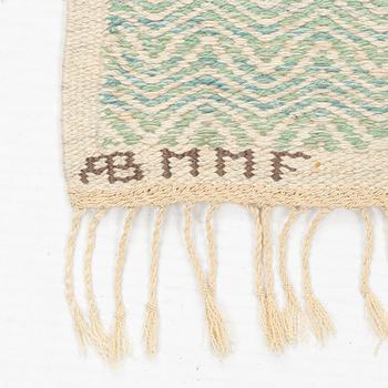 Barbro Nilsson, A carpet, "Grön Rosengång", flat weave, ca 110 x 76,5 cm, signed AB MMF BN.