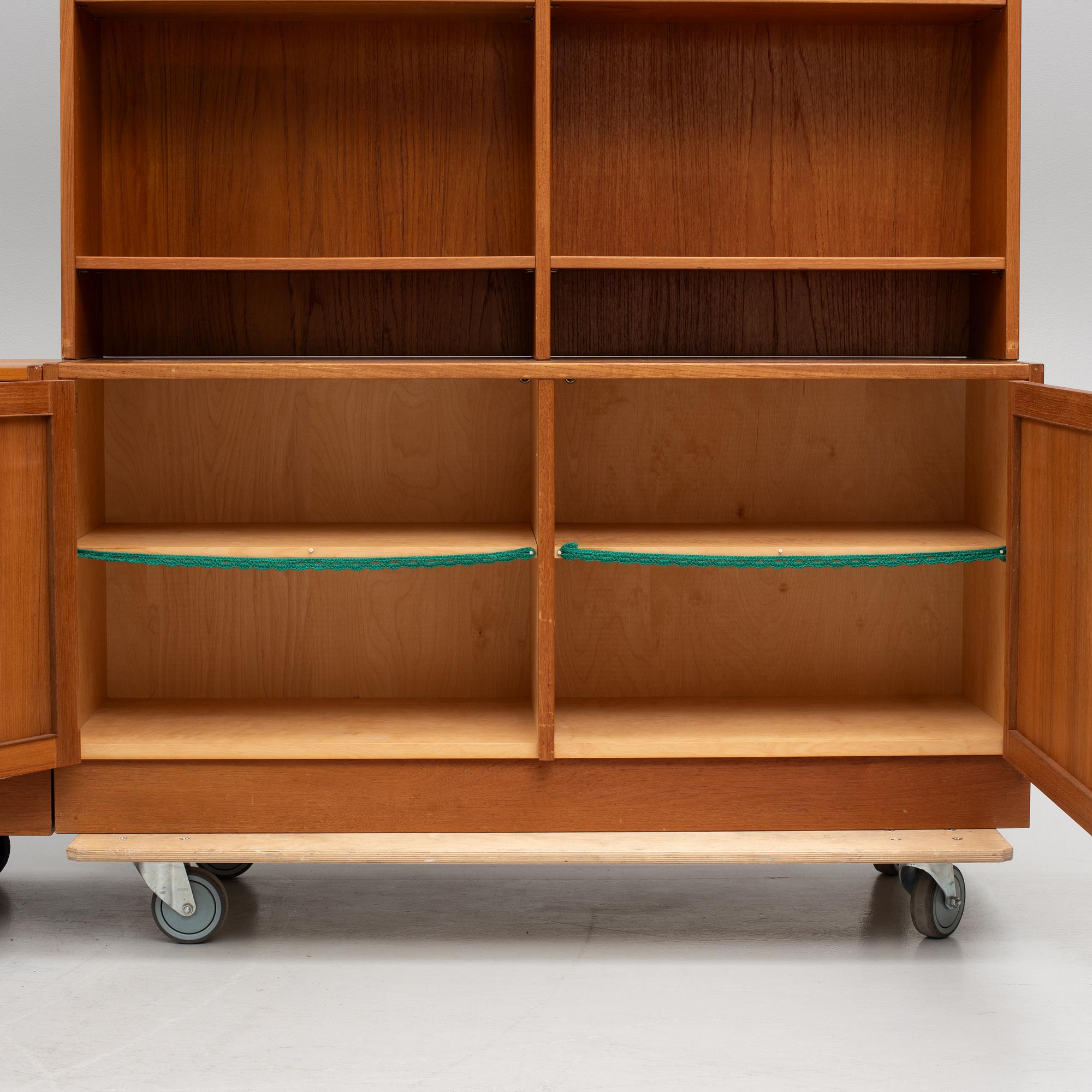 Bookcases with cabinets. 5 pieces. 1960s.