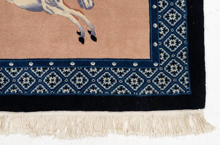 A pictorial chinese rug,  c. 153 x 78 cm.