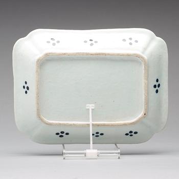 A rare blue and white dish with double fishes, Qing dynasty, Qianlong (1736-95).