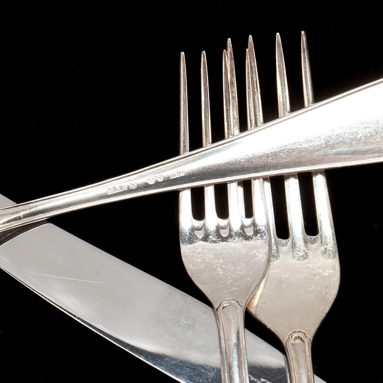 BESTICK, 30 delar, silver, GAB. Total vikt ca 990 g inkl rostfria knivblad.