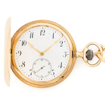 IWC, pocket watch, hunter, 14K gold, 52 mm.