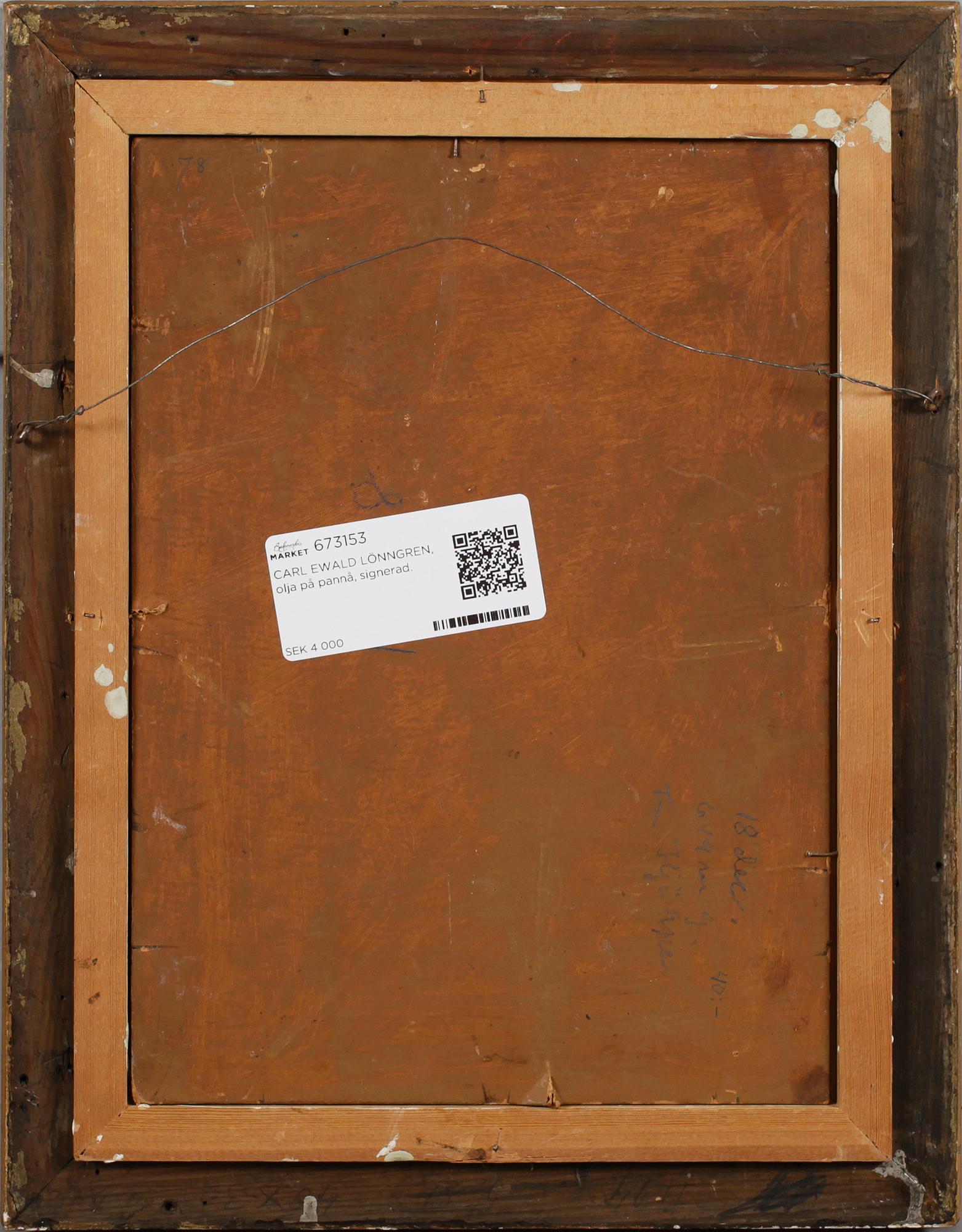 CARL EWALD LÖNNGREN, olja på pannå, signerad.