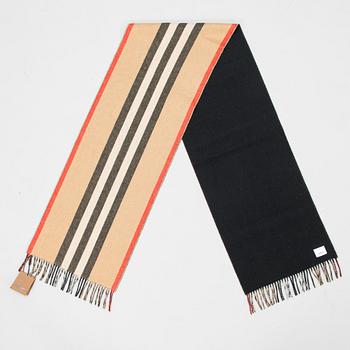 Burberry, A Icon Stripe scarf.
