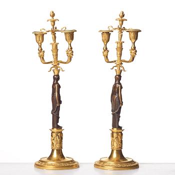 A pair of two-light candelabra, Vienna circa 1800.