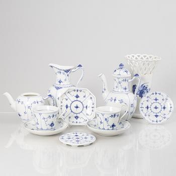 Service pieces, 13 pcs, porcelain, "Blue Fluted", Royal Copenhagen, Denmark.