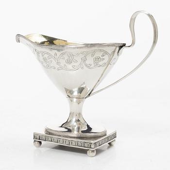 A Swedish late 18th century parcel-gilt silver creamer, mark of Johan Wilhelm Zimmerman, Stockholm 1798.