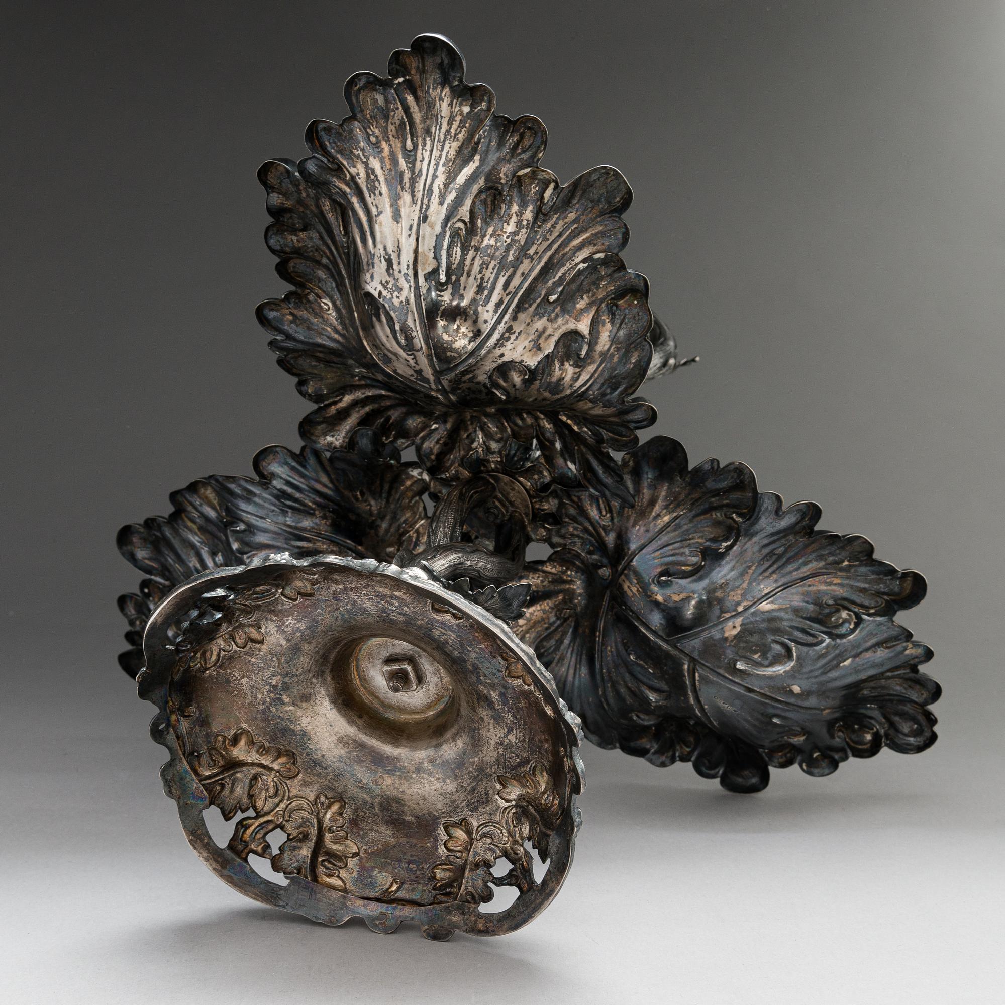 A Swedish parcel-gilt silver centrepiece bowl, Gustaf Möllenborg, Stockholm 1862.