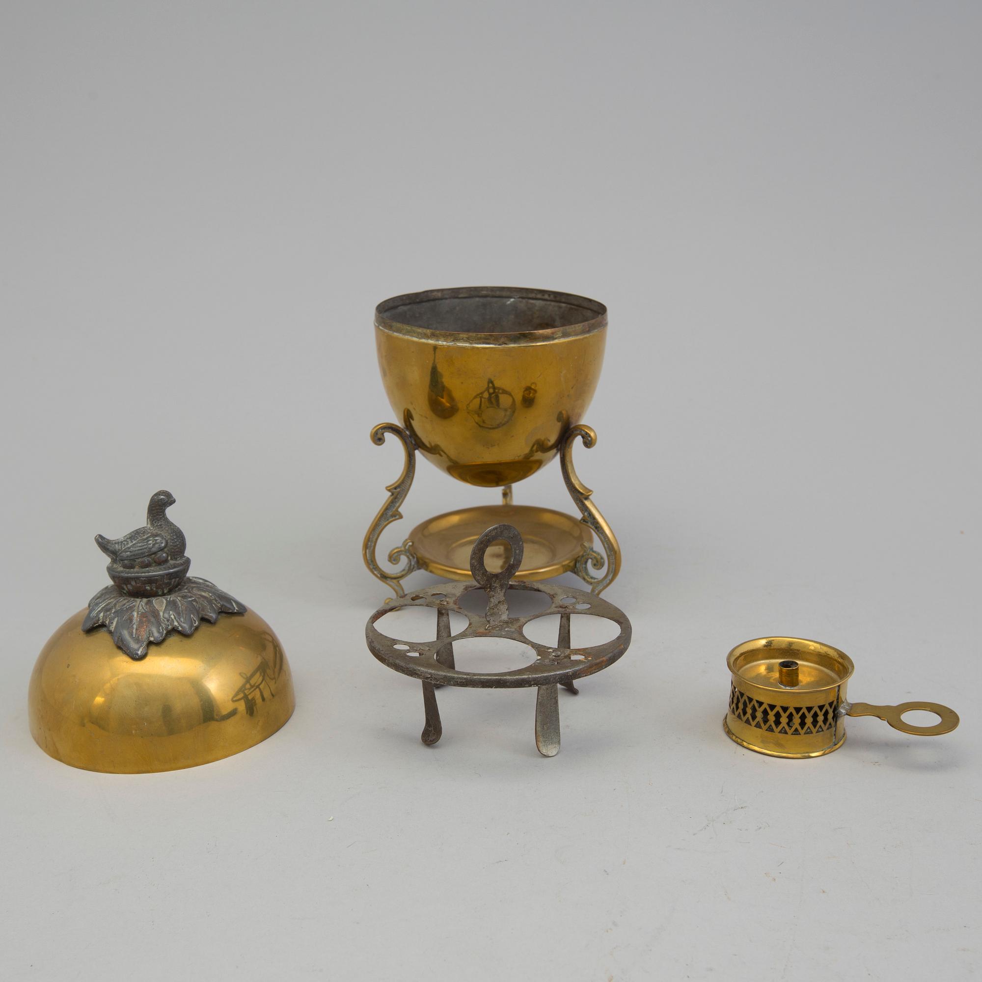 ÄGGKOKARE, mässing, 1800-tal.