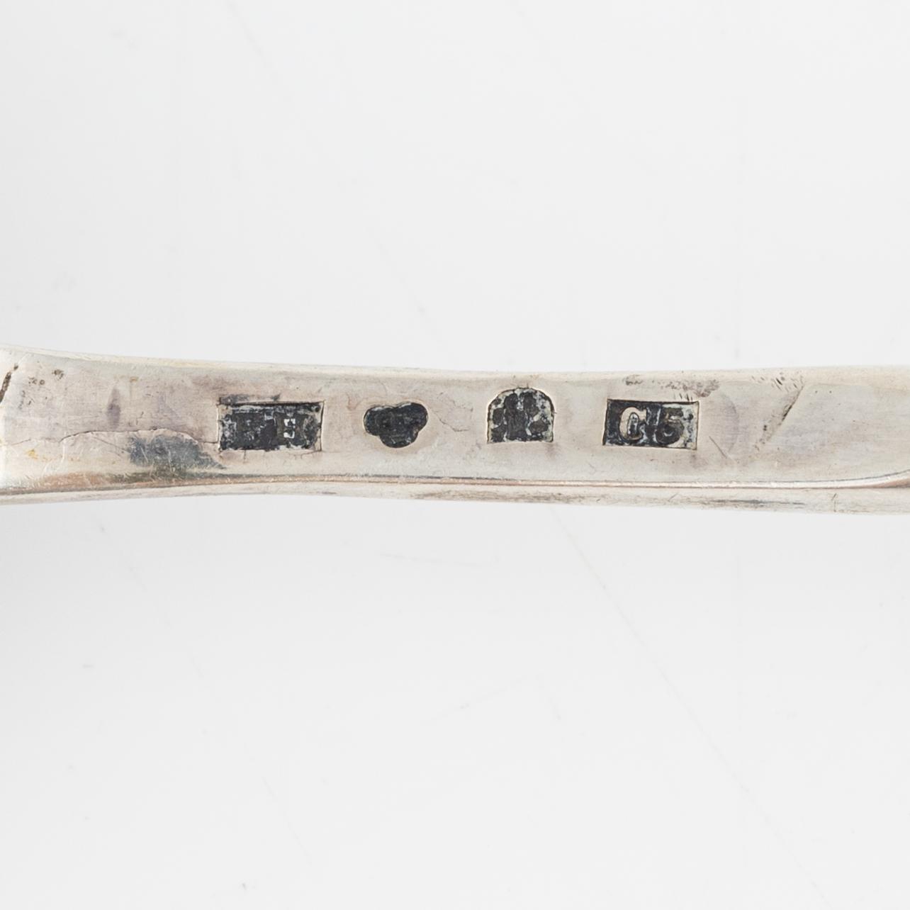 Soppslev, silver, Stockholm, 1801, och såssked silver, Frans Holm, Vadstena, 1857.