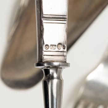 Jacob Ängman, a 102-piece silver flatware set, 'Rosenholm', in a box, GAB, Sweden, 1952-1997-.