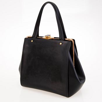 Lanvin Black Leather Vertical Doctor Bag.