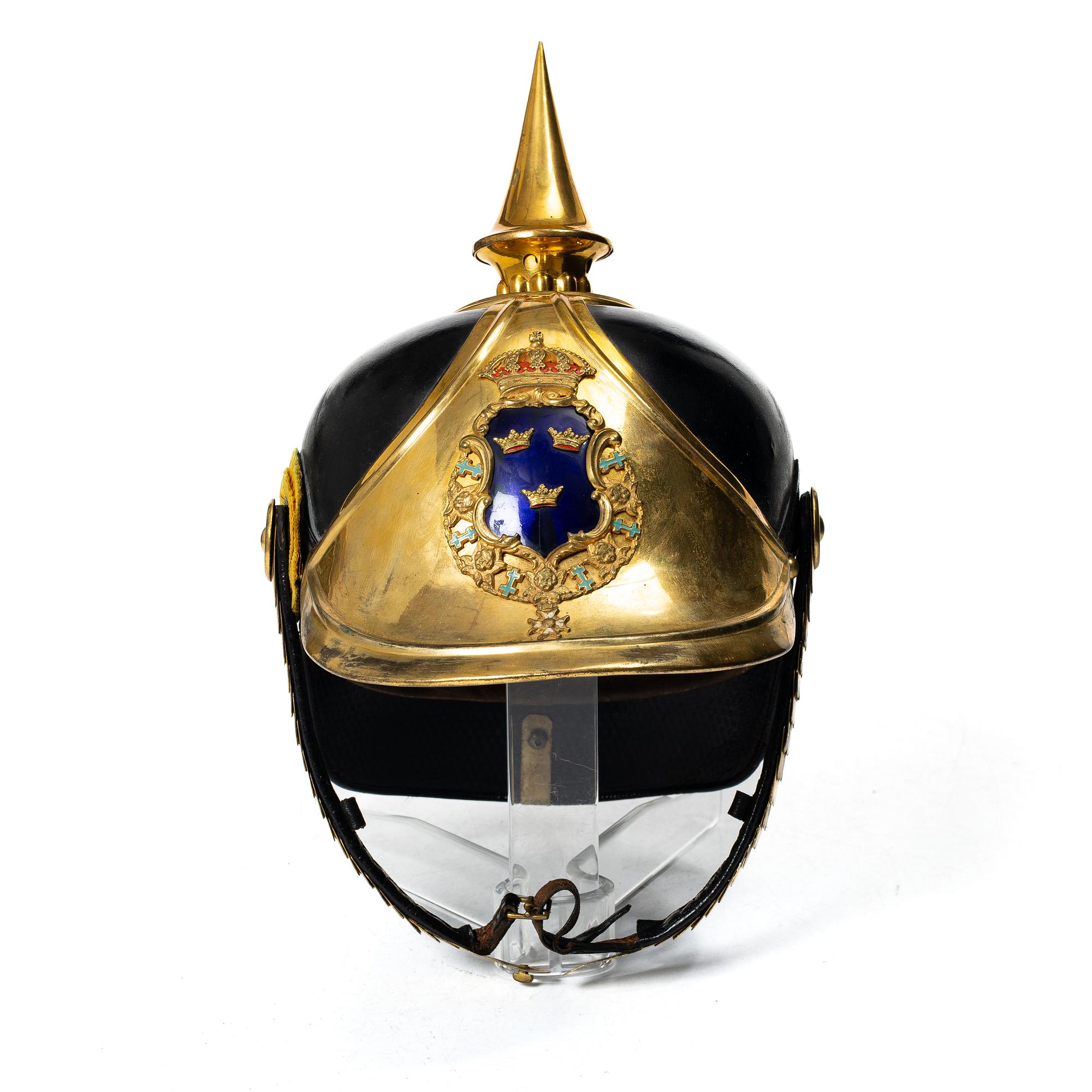 Helmet, Swedish, m/1886 for a dragoon officer, in case.