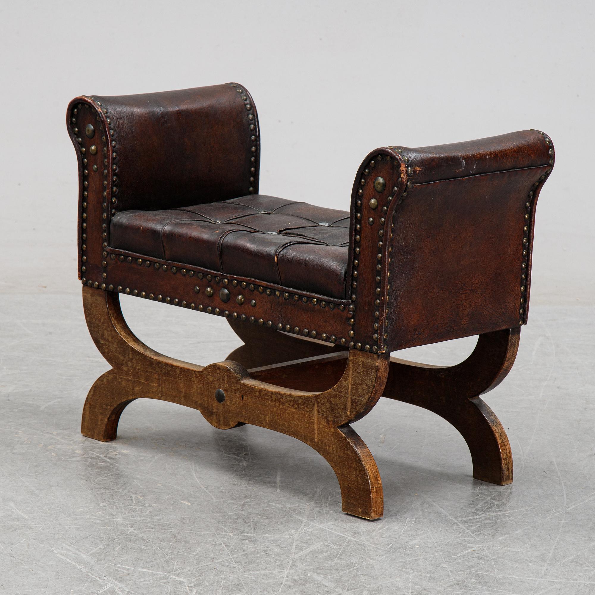Otto Schulz, a leather stool for Boet, Gothenburg, 1930s.