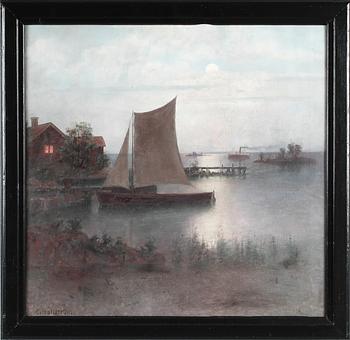 CARL HALLSTRÖM, olja på pannå, signerad.