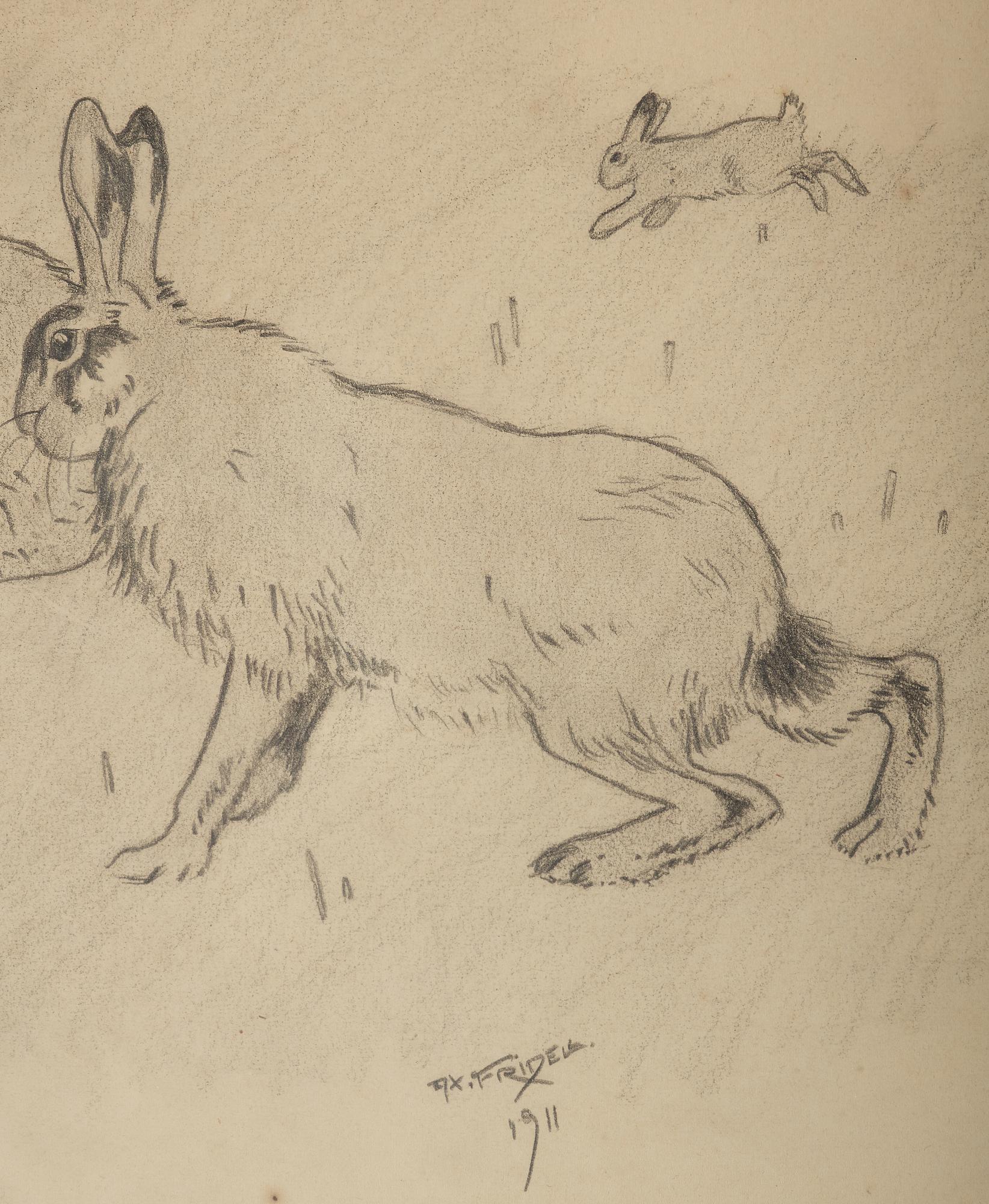 Axel Fridell, pencil drawing, signed and dated 1911.