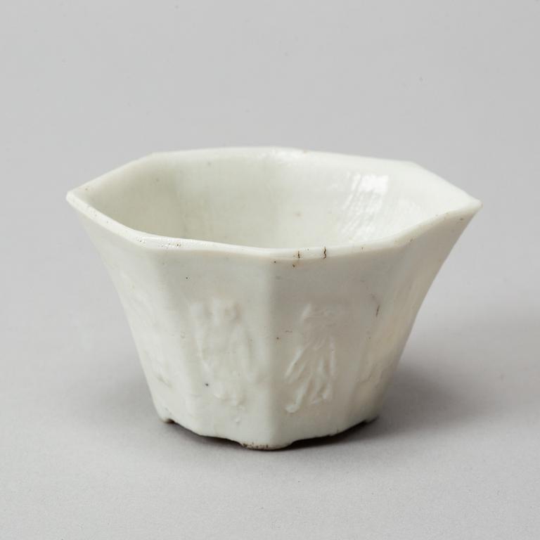 A blanc de chine cup, Qing dynasty, QIanlong (1736-95).