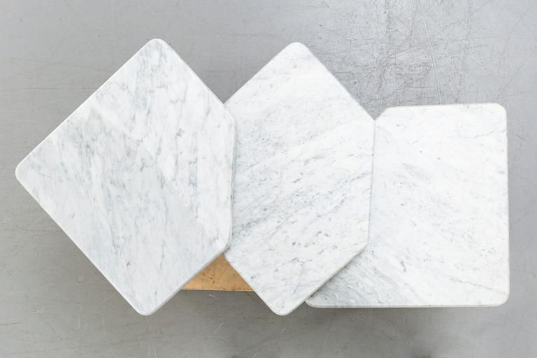 A three pcs marble coffee table later part of the 20th century.