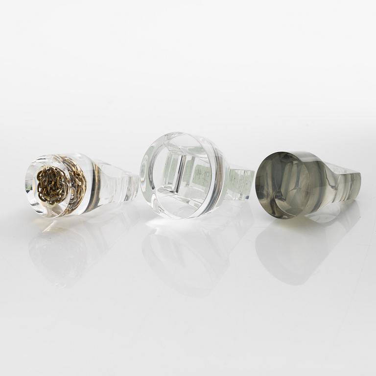 Siv Lagerström, three acrylic rings, 1970s.