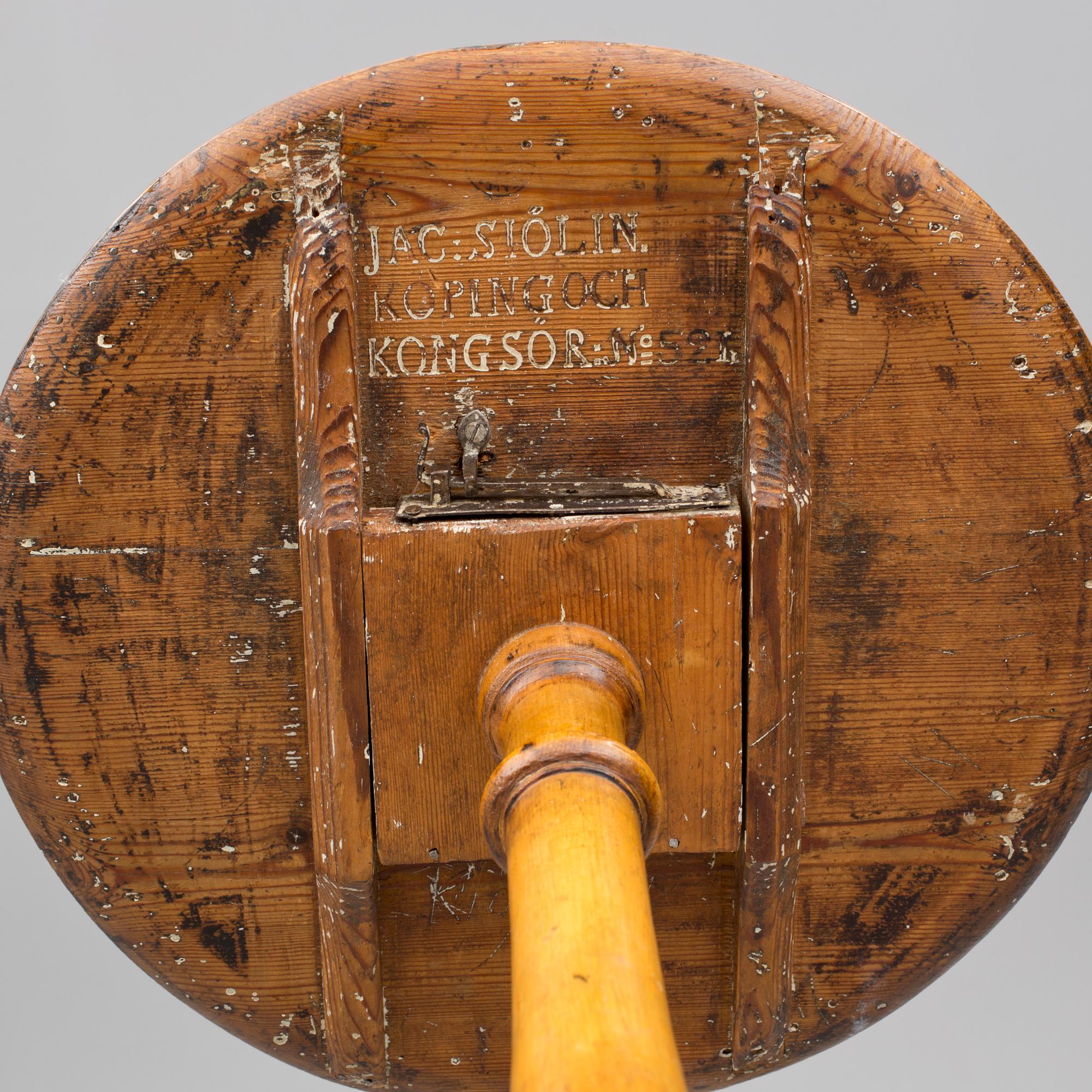 FÄLLBORD, Jacob Sjölin, sign o numr 521, 1767-1785.