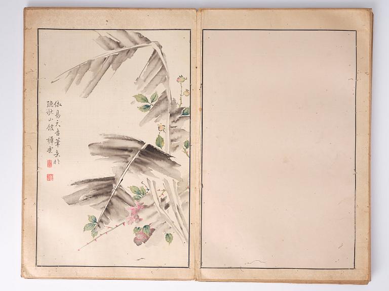 An album with 15 paintings, Qing dynasty (1644-1912). Signed Cao Qi.