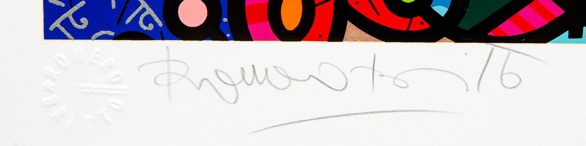 Romero Britto,  book signed and numbered XLII/L  included a lithograph.