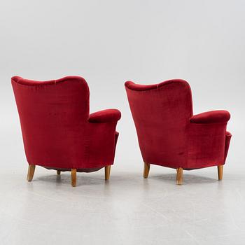 A pair of Swedish Modern armchairs, 1940's.