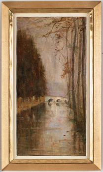 Julia Beck, The bridge, river landscape from Beaumont-le-Roger.