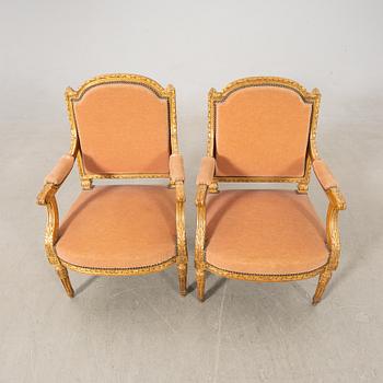 Armchairs, a pair in the Louis XVI style, first half of the 20th century.