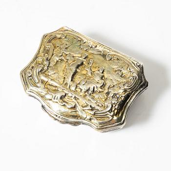 Dosa, silver, delvis förgylld, ostämplad, rokoko, 1700-tal.