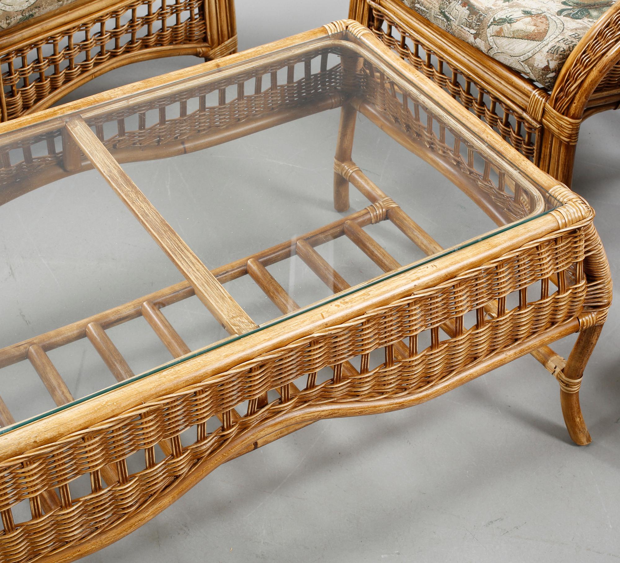 Four rattan furnitures from the second half of the 20th century.