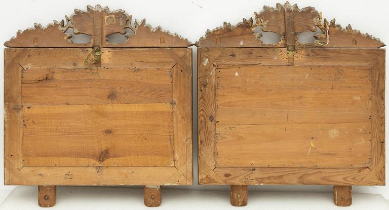 Spegellampetter, ett par, Empire, av Johan Fredrik Sellberg, Vänersborg, 1800-talets första hälft.