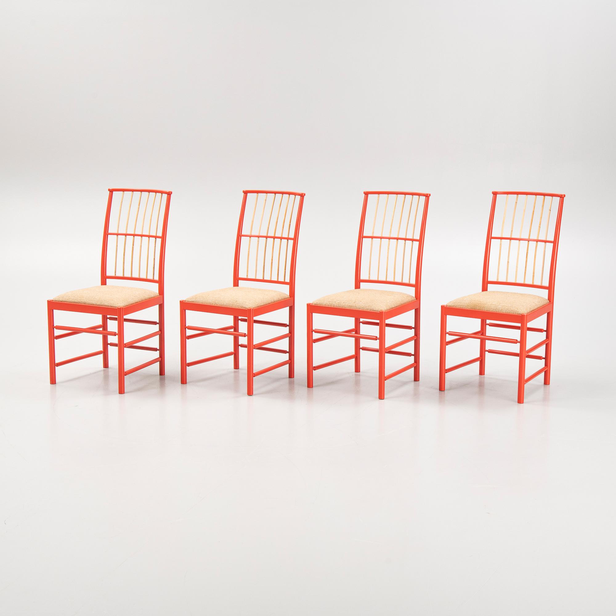 Josef Frank, a set of four model '2025' chairs, Firma Svenskt Tenn, post 1985.