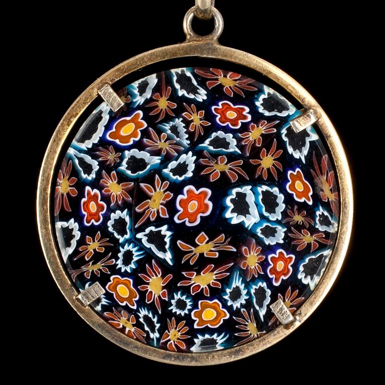 HÄNGE, glas och förgyllt silver, Italien, Millefiori, 1900-talets slut.