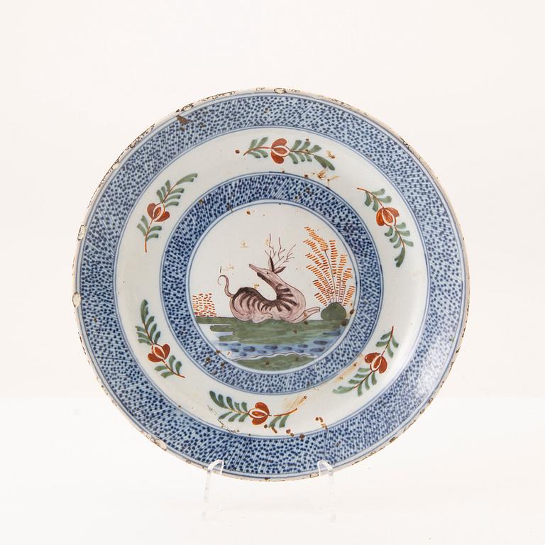 Tallrikar 6 st Holland/Frankrike 1700-talets mitt fajans.