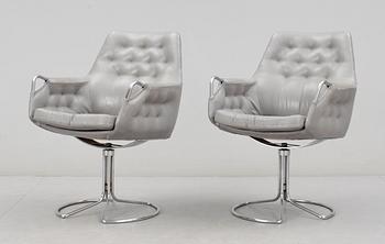 FÅTÖLJER, ett par, "Milton", Bruno Mathsson, DUX, 1900-talets slut.