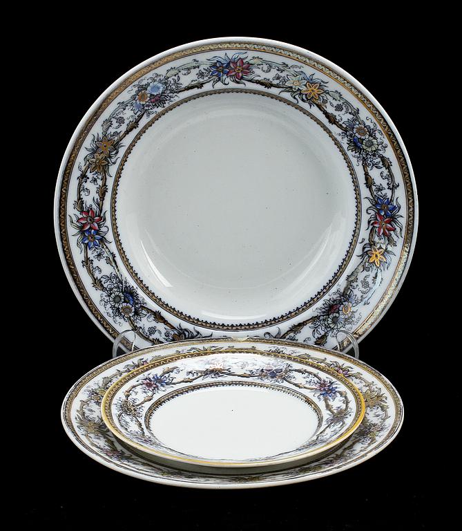 SERVISDELAR, 65 st, flintgods, "Iris", Rörstrand, 1872-1910.