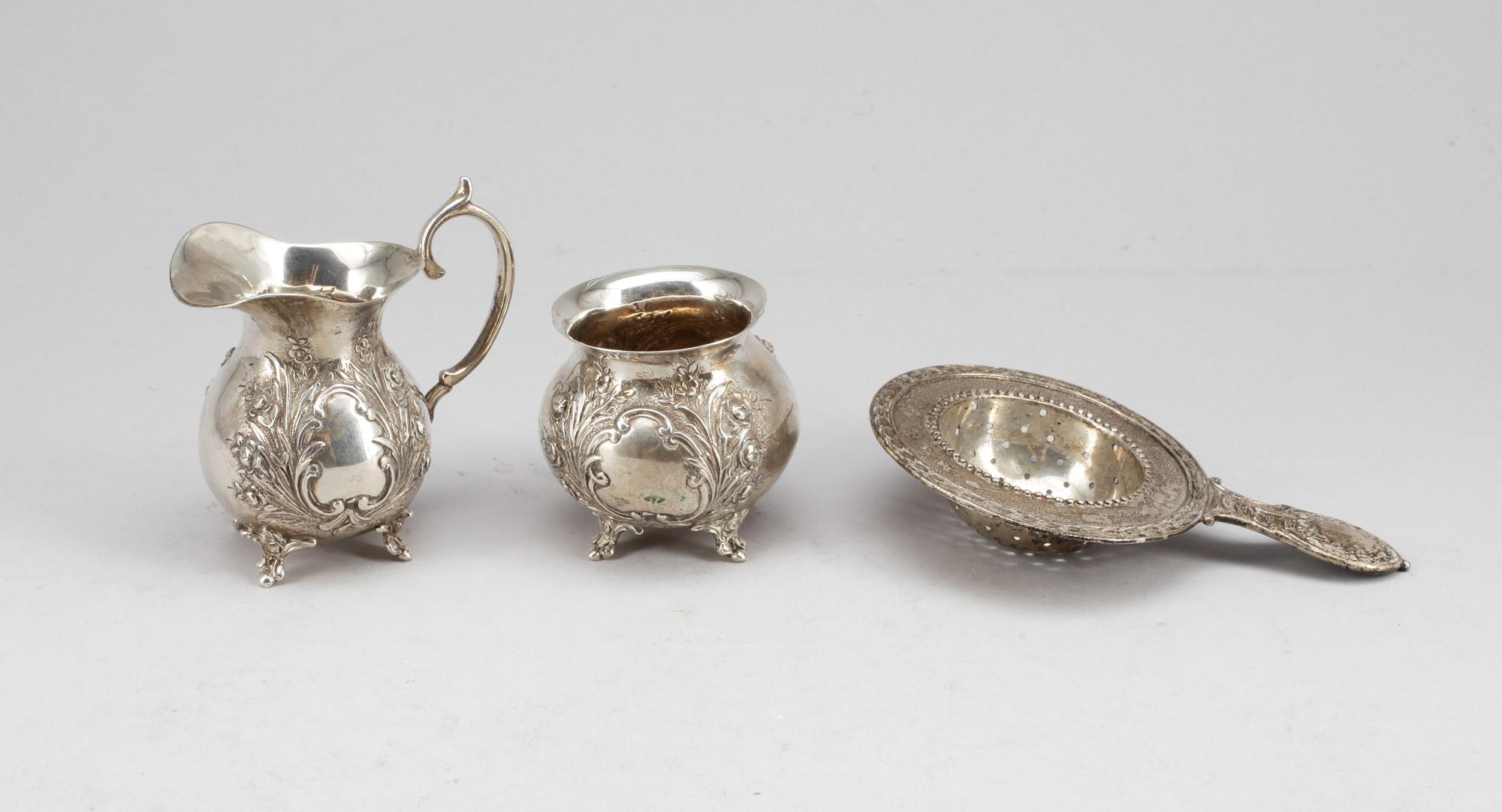 PARTI SILVER, 9 delar, bland annat Fritz Olsson, Luleå, 1952, vikt ca 322 g.