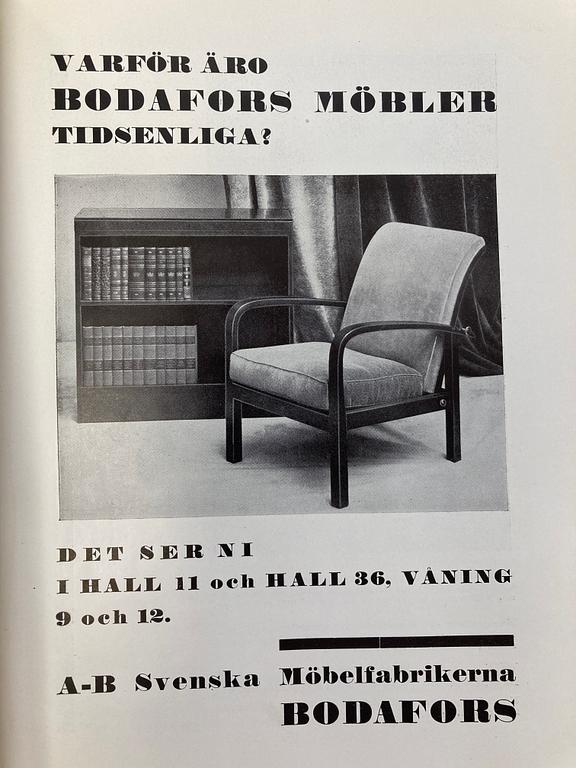 Axel Larsson, bokhyllor, ett par, Svenska Möbelfabrikerna, Bodafors, för Stockholmsutställningen 1930.