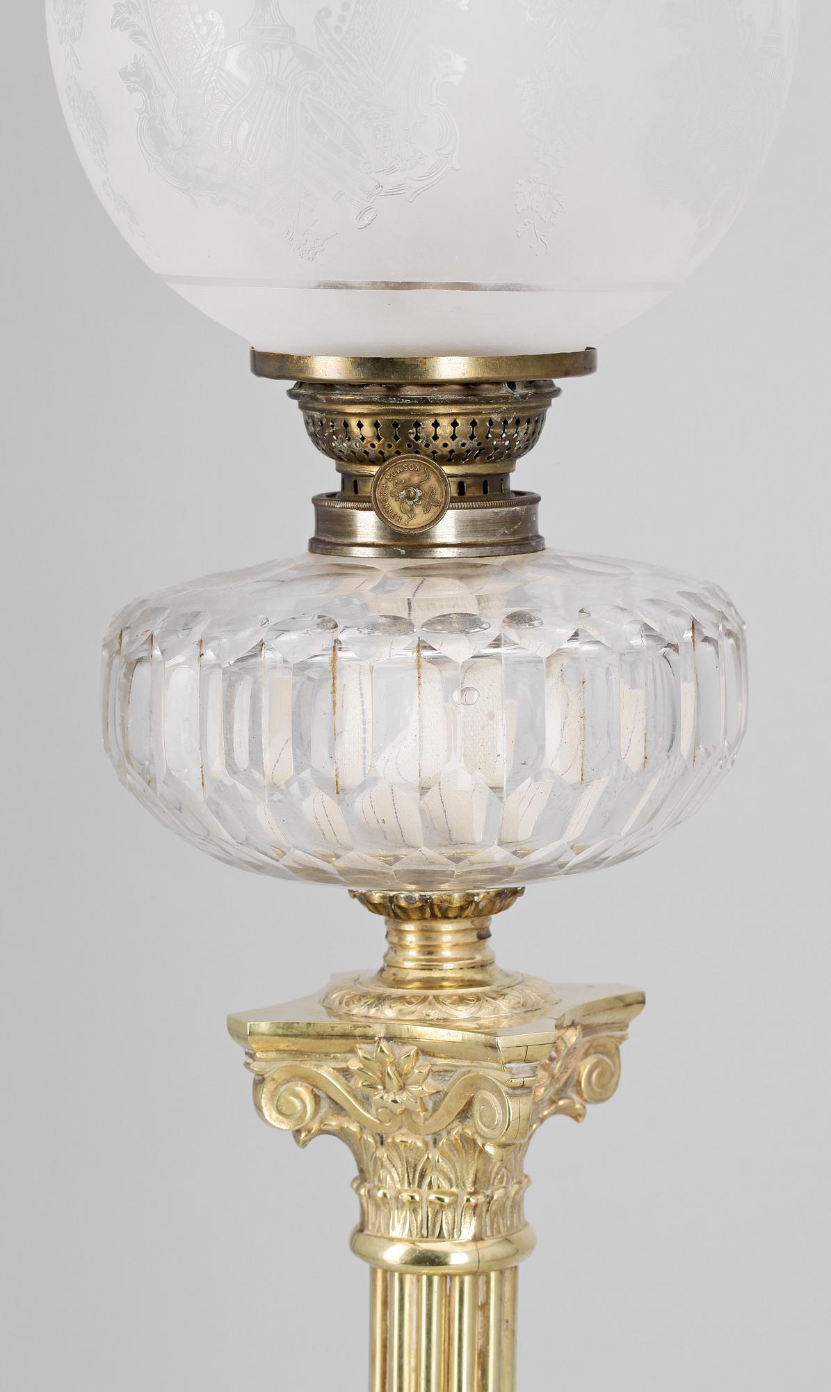 FOTOGENLAMPA, mässing samt glas, sekelskiftet 1900.