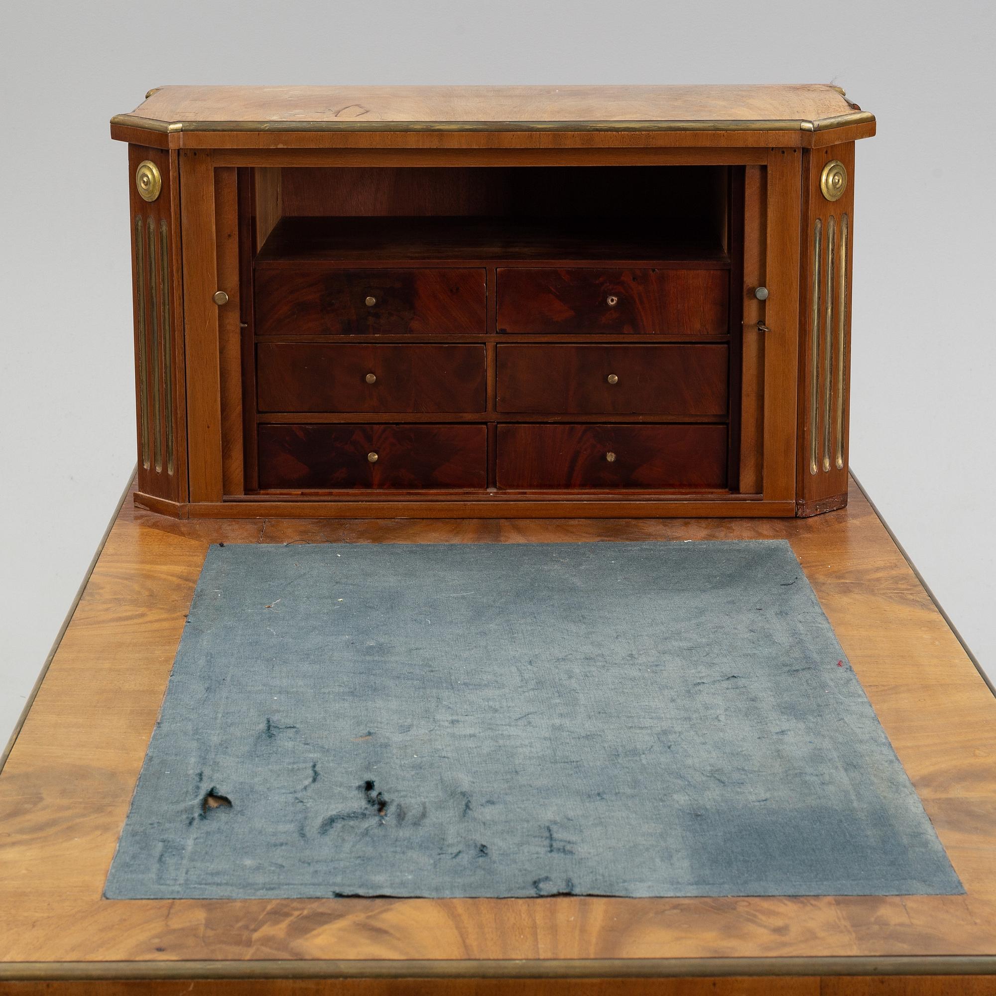 A late Gustavian style mahogany writing desk.