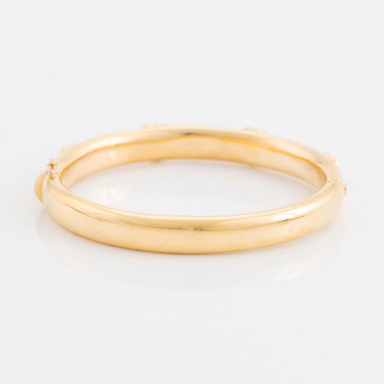 Armring 18K guld med hjärtformade citriner och runda briljantslipade diamanter, David Morris.