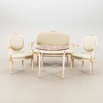 Sofa group in the Gustavian style, mid/second half of the 20th century.