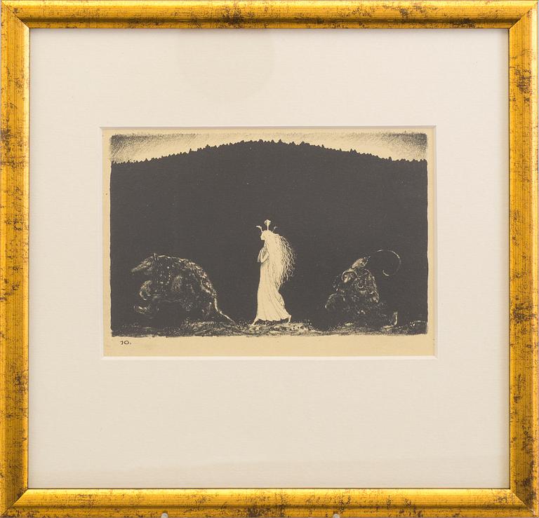 JOHN BAUER, litografi, signerad JB i trycket, ur sviten "Troll", 1915. Numrerad 10.