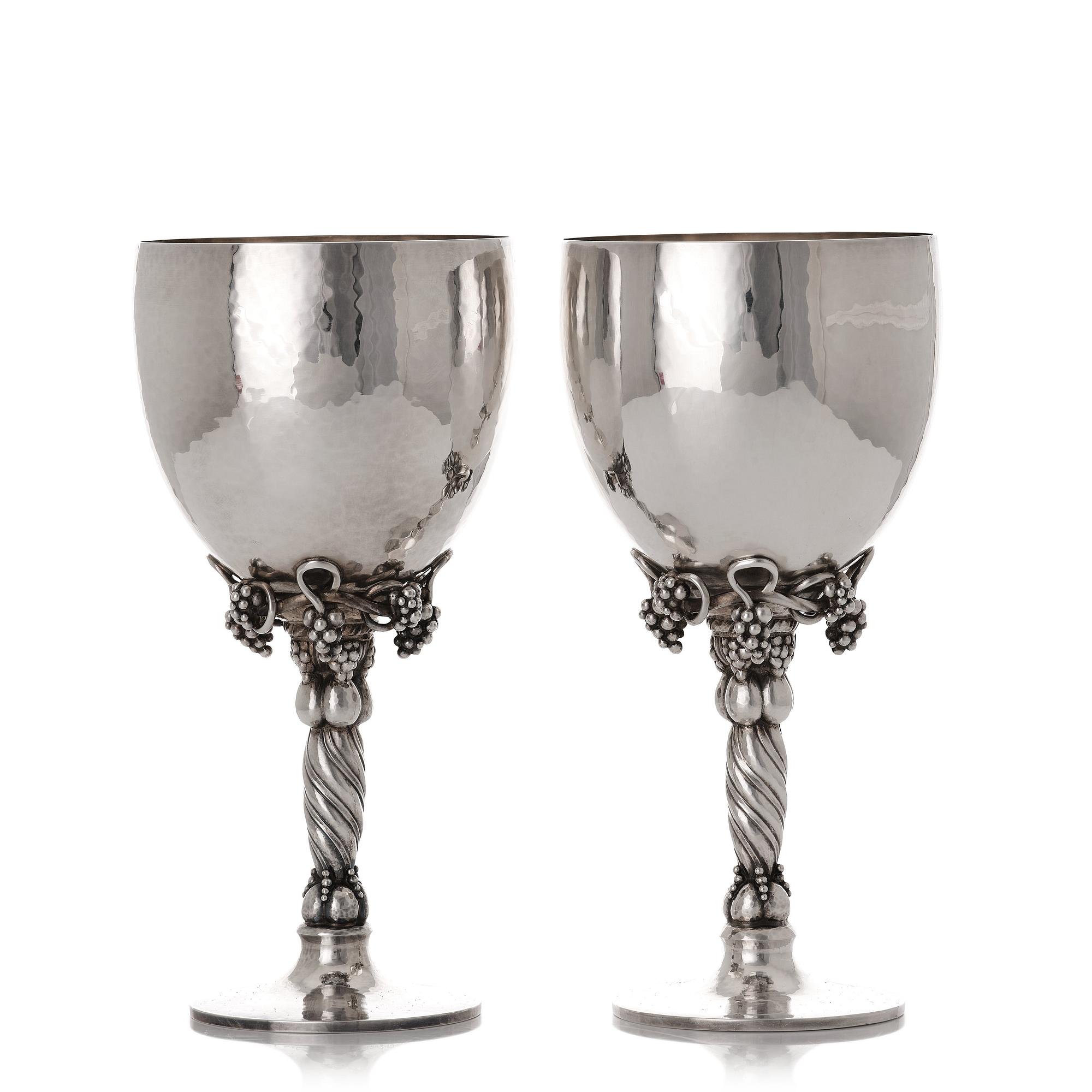Georg Jensen, vinglas, ett par, Köpenhamn 1988 & 1996, sterling silver, designnr 263.