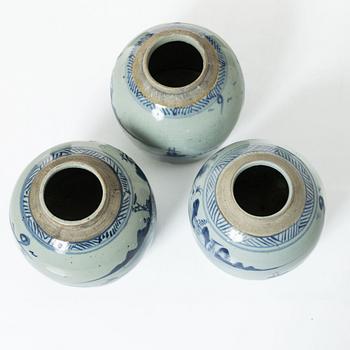 Three ginger jars, China, 19th Century.
