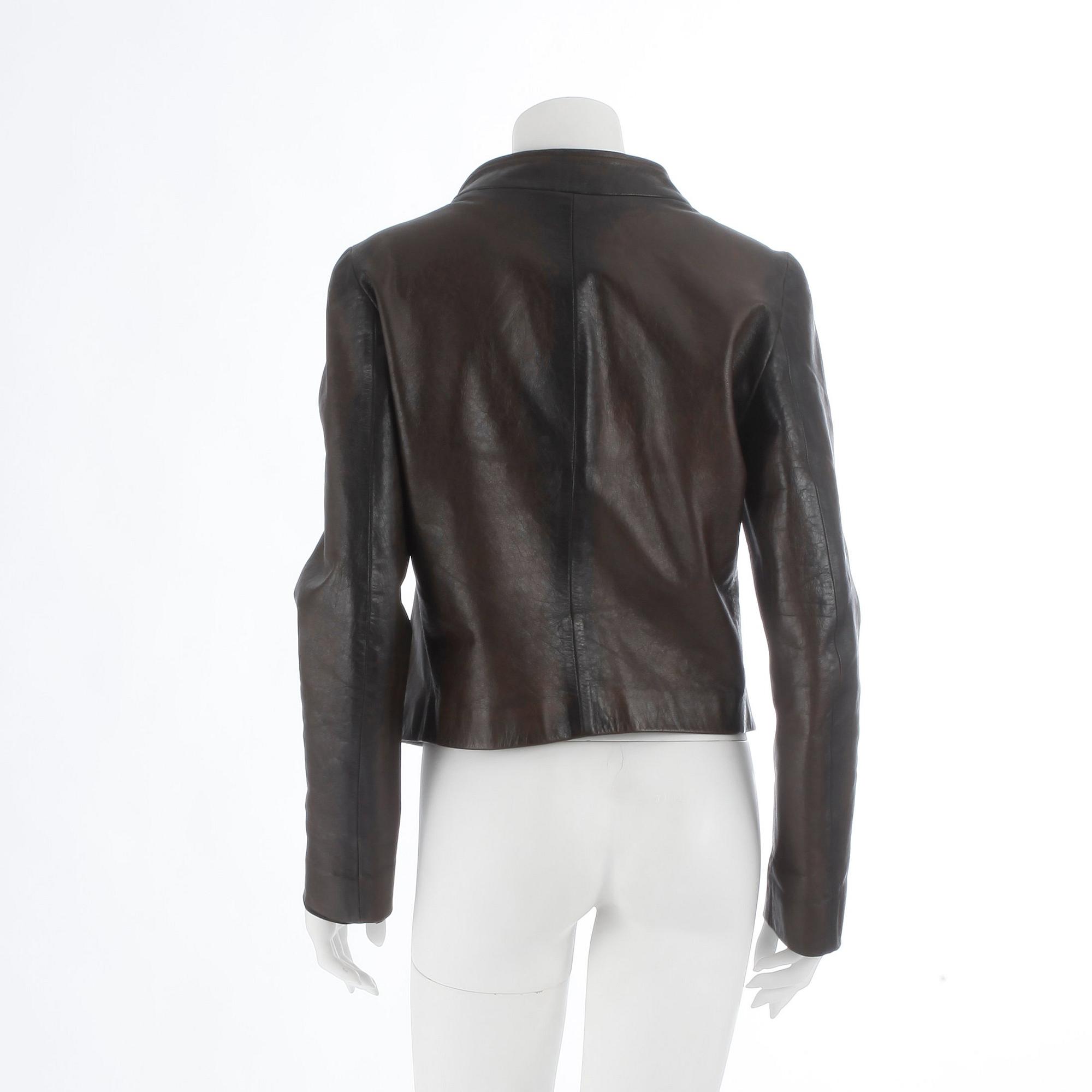 MARTIN MARGIELA, a dark brown leather jacket, size 42.