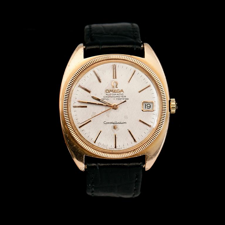 ARMBANDSUR, guld på stål, Omega Constellation.