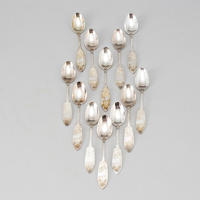 a lot of 24 silver spoons by C O Persson AB in Haparanda, Sweden. Weight ca 522 grams.