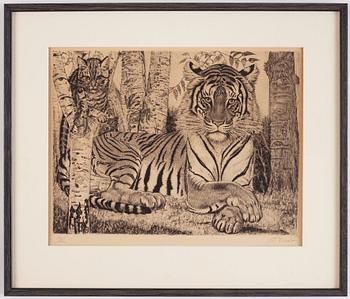 Eduard Wiiralt, "Reclining tiger" (Lamav tiiger).